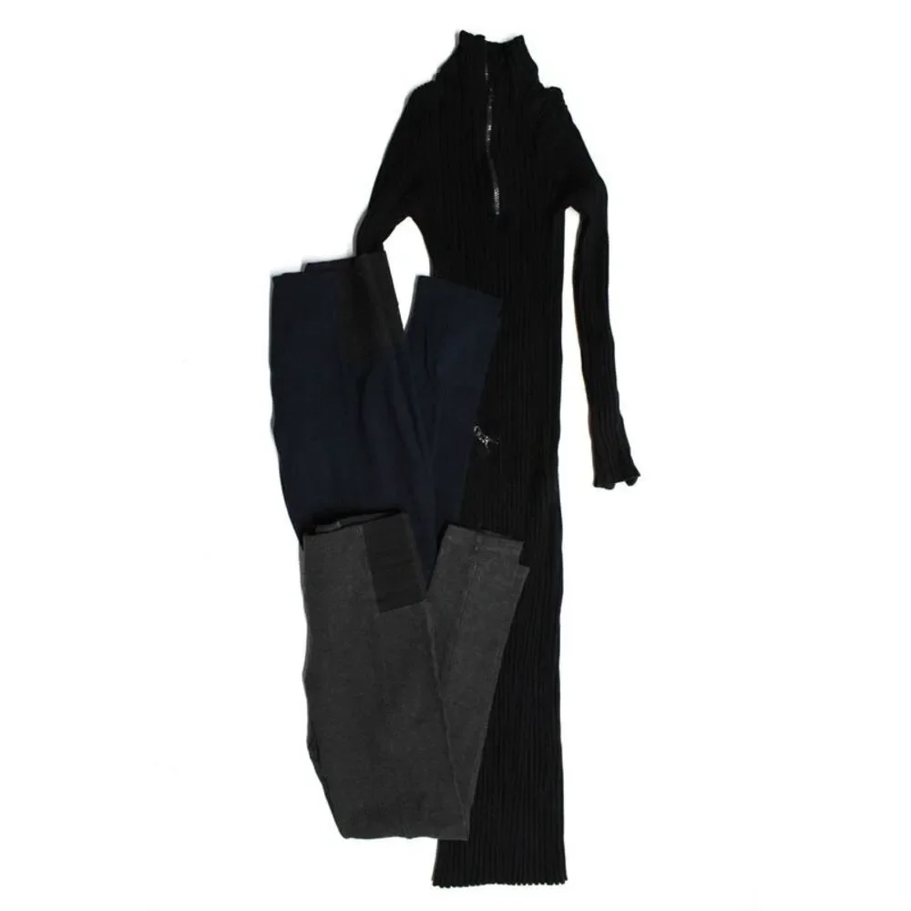 Zara Knit Womens Sweater Dress Leggings Black Grey Size Small Medium Lot 3